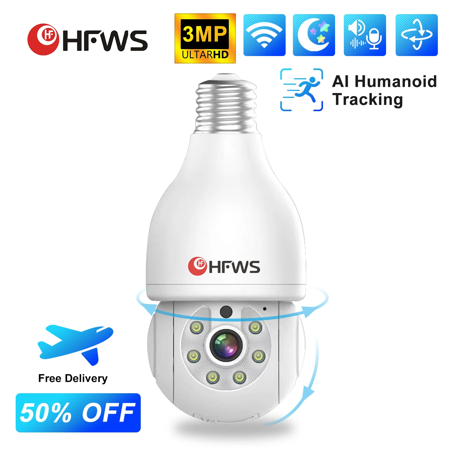 

Беспроводная Ip-камера видеонаблюдения, 3 Мп, Wi-Fi, Ptz, 360 °