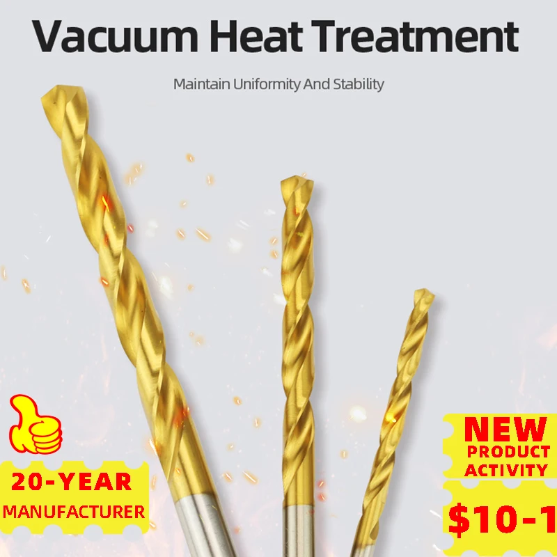 ABAOTE Титановая спиральная дрель HSS Сверла из быстрорежущей стали 10 шт.