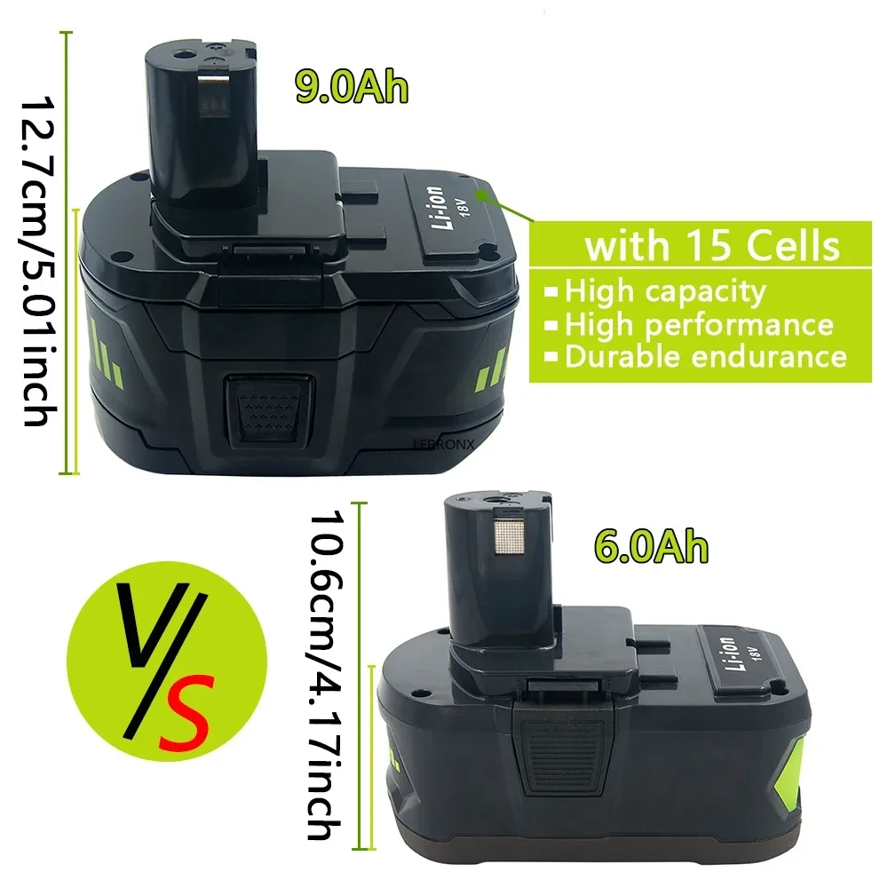 Литий-ионная аккумуляторная батарея 18 В 9000 мАч для Ryobi ONE + P108 P109 P106 P105 P104 P103 RB18L50