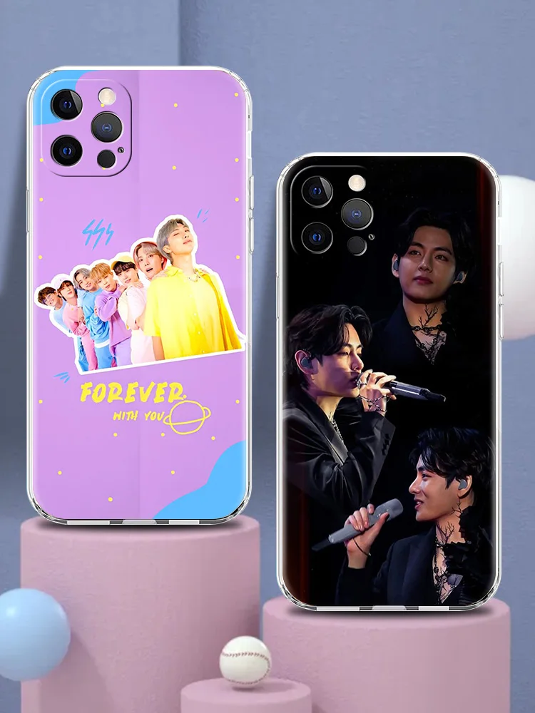 hot kpop bts boys case for iphone 13 12 pro max cover transparent soft for iphone 11 pro max 7 8 plus x xs xr se2020 shell coque free global shipping