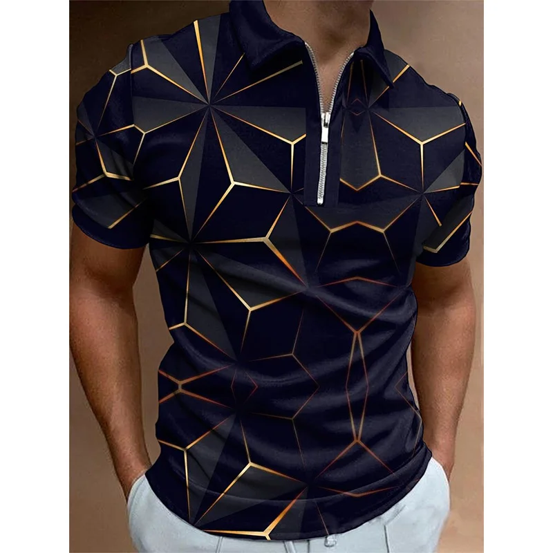 

Summer Casual Man Sort Sleeved Polo Sirts wit Zip Dry Fit Top Quality Men's Clotin olf Lapel T-Sirt Fasion Streetwear