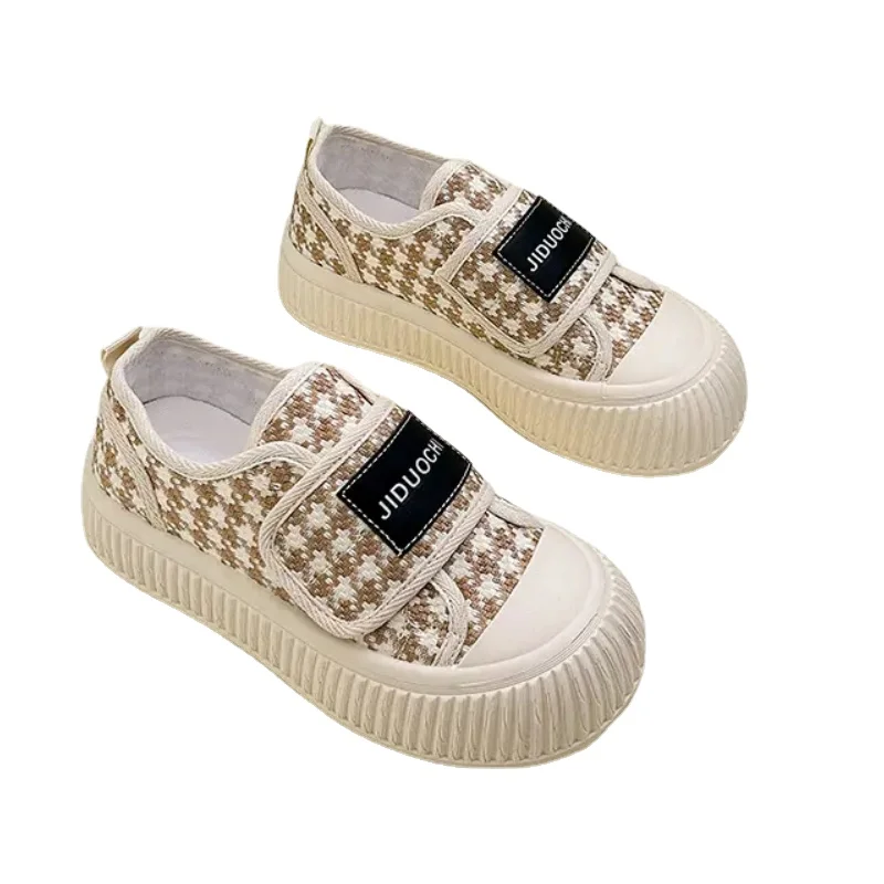 

Children Casual Shoes Boys Sneakers Girls Canvas Shoes Kids Teenagers Skate Shoes Checkered Solid Color Fashion Breathable Soft