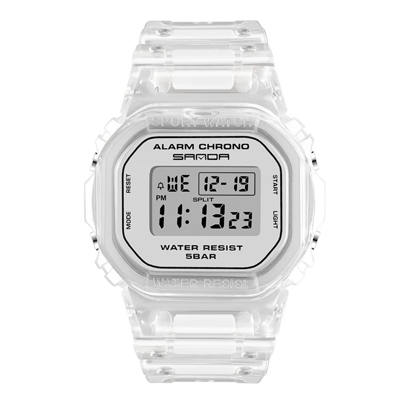 

Цифровые часы для женщин и мужчин, спортивные светящиеся водонепроницаемые белые электронные наручные часы-хронограф для женщин