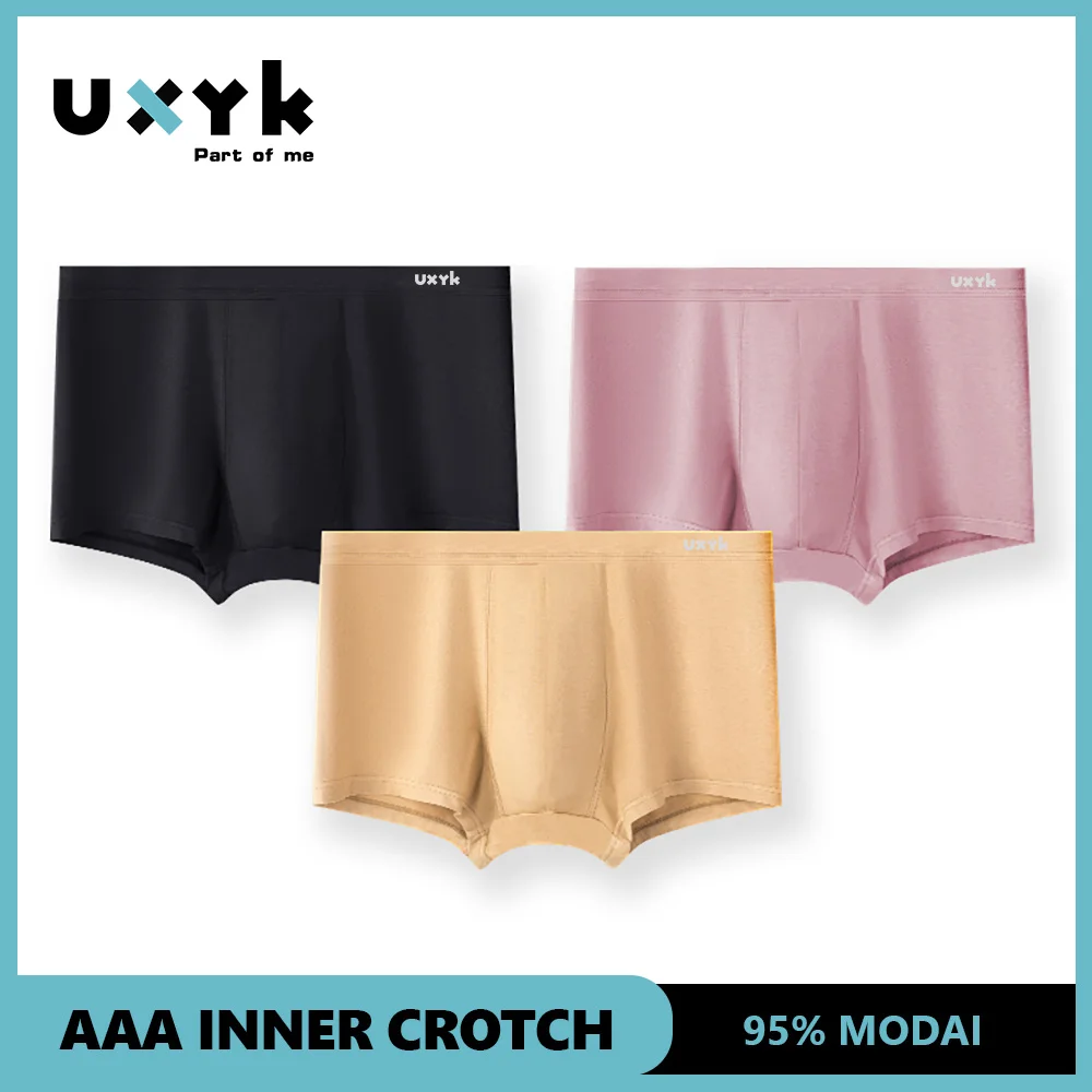 

UXYK 3PCS Modal Solid Boxer Shorts Men's Underwear, Male Boxers Briefs with Graphene Technology