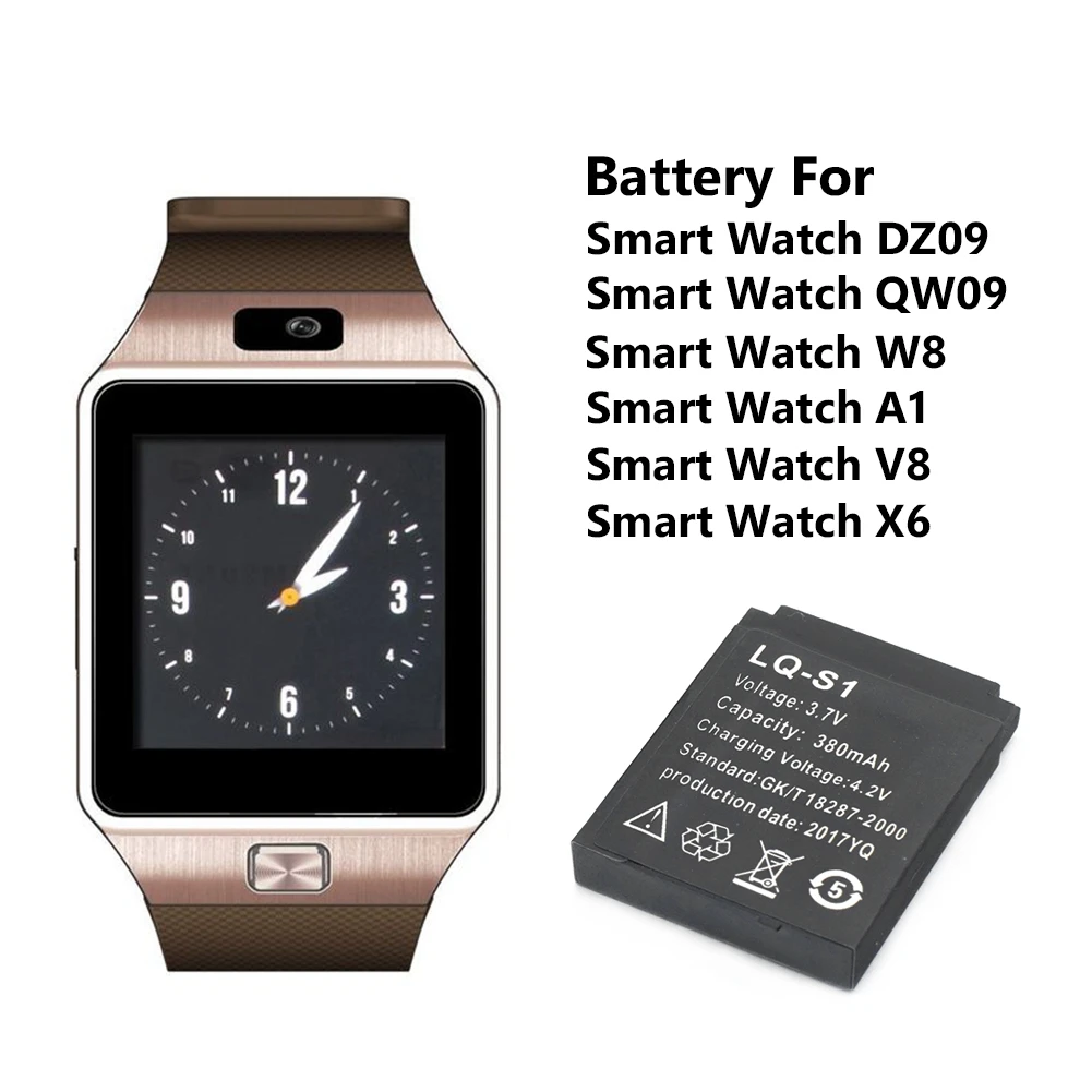

LQ-S1 3.7V 380MAH Rechargeable LI-ION Polymer Battery For Smart Watch DZ09 QW09 W8 A1 V8 X6 Battery