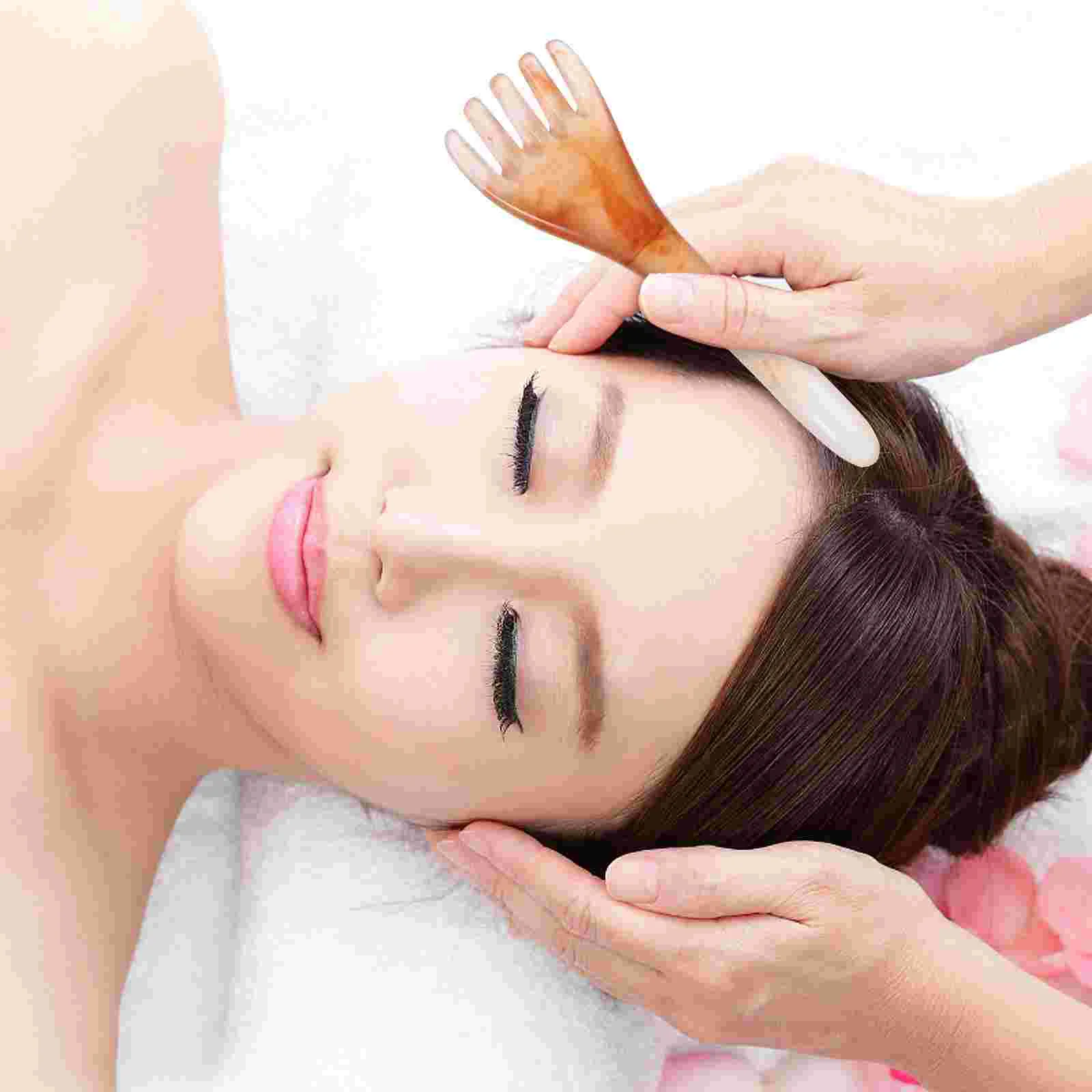 

2 Pcs Hair Comb Massager Foot Spa Beeswax Scalp Scrapping Head Headaches Growth Resin Miss Women