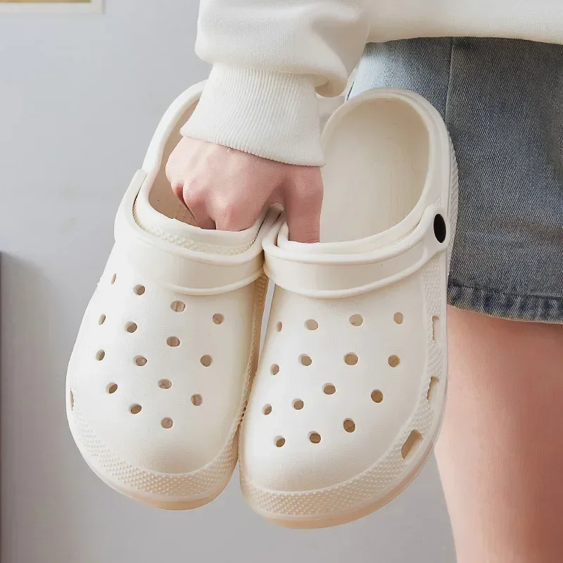 

Croc Summer EVA Thick Sole Women's Hole Shoes Wear Anti Slip High Heel Elevated Sandals Outside Casual Beach Shoes Home Sandals
