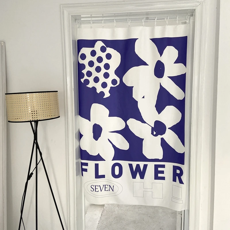 

Занавеска на дверь INS для ванной комнаты, занавеска для душа для кухни, спальни, входа, цветочный принт, перегородка, декор для кафе, занавеск...