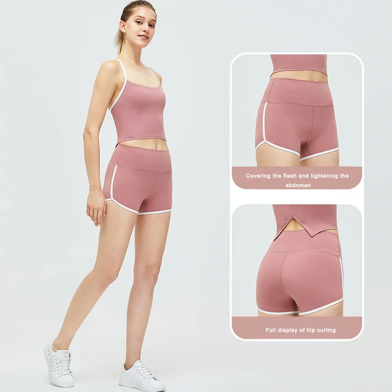 New Women Shorts Summer Yoga Shorts Quick Dried Breathable Running Sports Biker Shorts High Waist Hip Lift Fitness Gym Pants