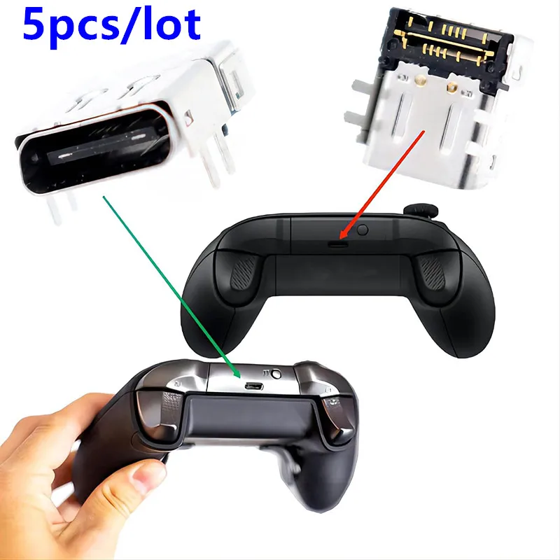 

5 шт./лот USB-C SYNC зарядный порт Type-C Замена розетки для зарядки для Xbox Series X/S 1914 Xbox Elite Series 2 контроллер 1797