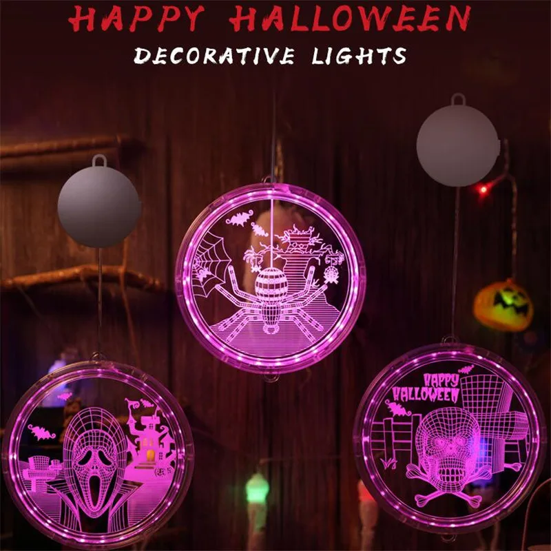

Halloween Hanging Lamp Pumpkin Light Wall Sticker Light Lantern Halloween Room Decoration Bar Atmosphere Pumpkin Witch Pattern 3