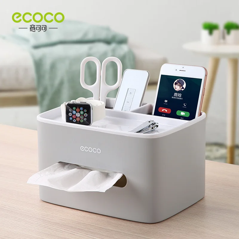 

ECOCO Storage Tissue Box Desktop Tools Multifunctional Sundries Storage Organizer Napkin Rack for Office, Bedroom, Living Room