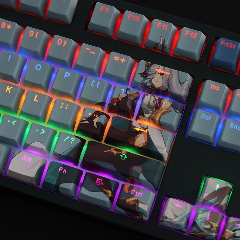 Игра Genshin Impact Shenhe 108 колпачок для клавиш PBT сублимационный светопропускающий