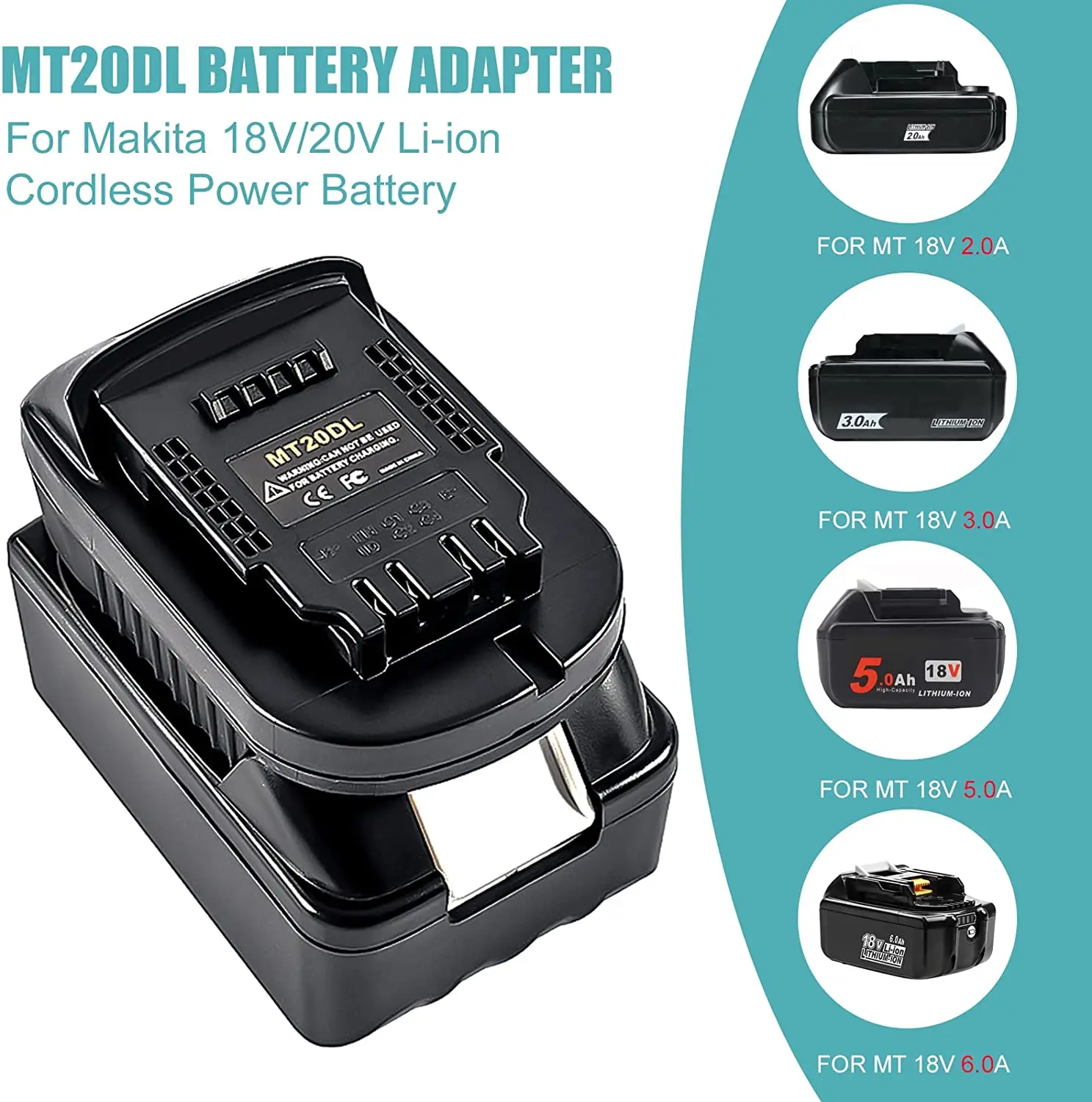New Mt20Dl Battery Adapter For Makita 18V Bl1830 Bl1860 Bl1815 Li-Ion Battery For Dewalt 18V 20V Dcb200 Li-Ion Battery enlarge