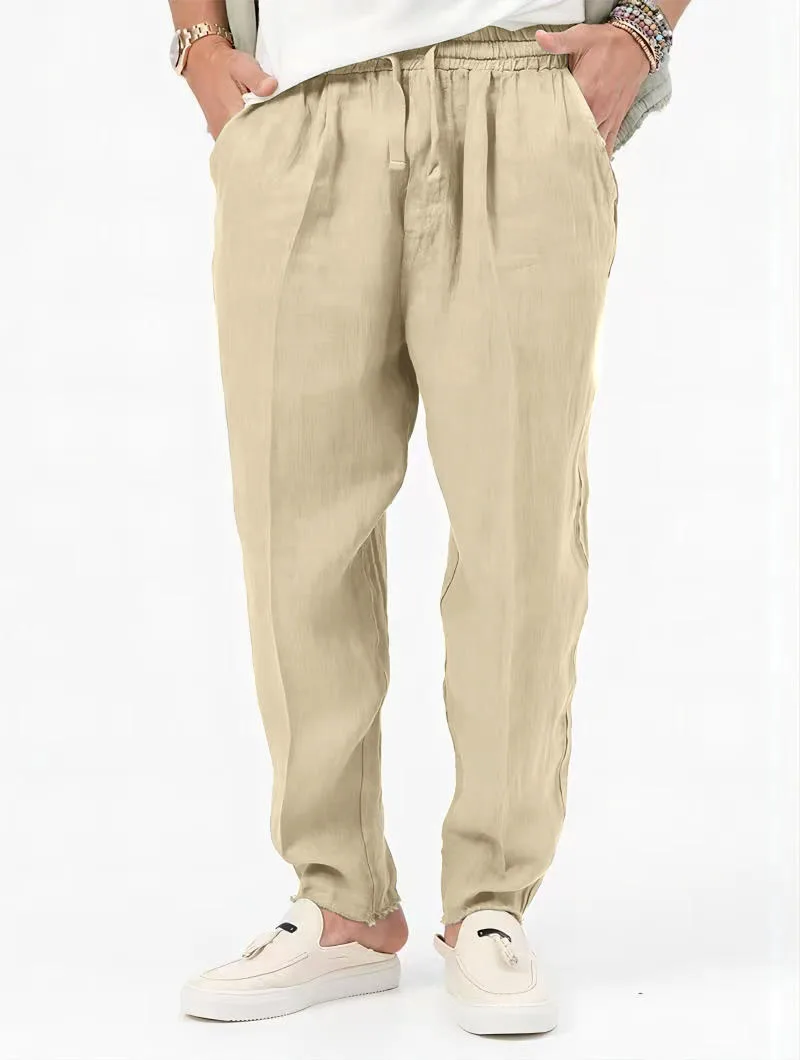 

2023 Summer Men's Cotton Linen Pants New Fashion Male Breathable Solid Color Casual Comfort Jogging Fitness Streetwear