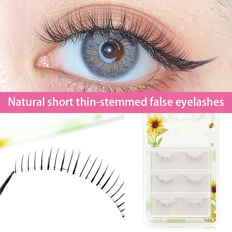 

3 Pairs Thin Fake Eyelashes Natural Look Eyelash Extension Non-Crossed Cuttable Lashes Light Stage Eye Makeup SANA889