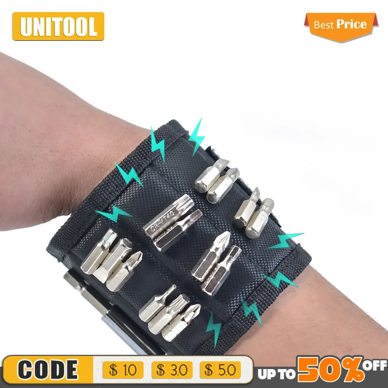 

Polyester Magnetic Wristband 3/5pcs Strong Magnets Portable Bag Electrician Tool Bag Screws Drill Holder Repair Tool Belt