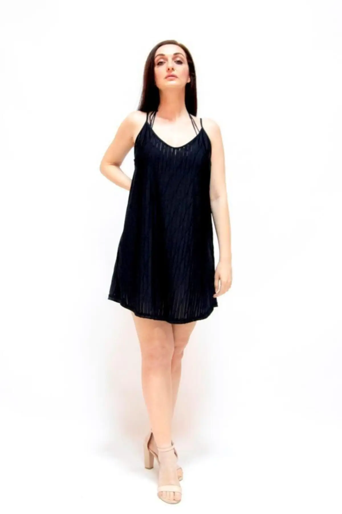

Women's Pareo Black Back Cross Rope Strap Swimwear Cover Dress Sexy Tunic Suit Beachwear Female Beach Bikini Cover