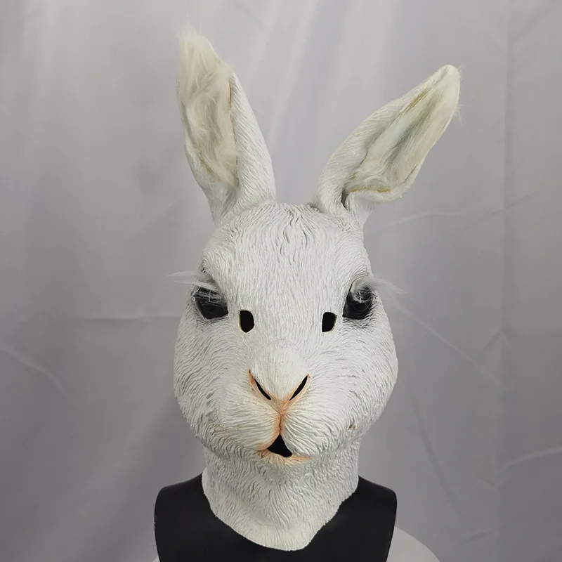 Cosplay Anime Bunny Latex Mask Full Head Animal Cartoon Rabbit Mask Costume props Halloween easter Party Fancy Dress Carnival