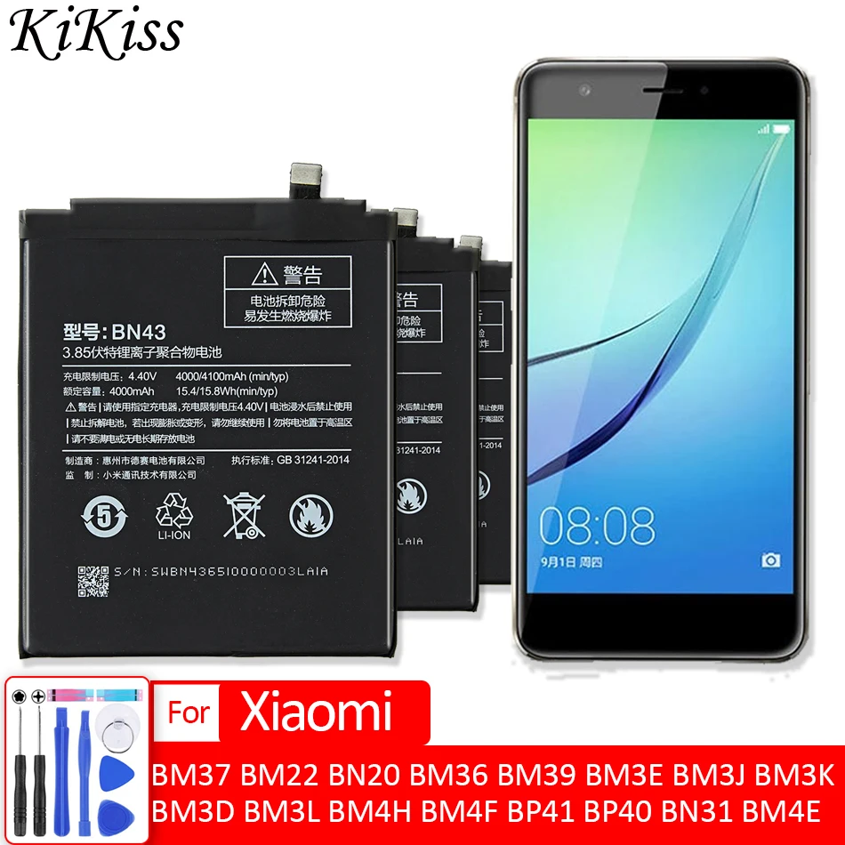 

Battery for Xiaomi Xiao mi Pocophone F1 Max Mix 1 2 3 A2 A3 Redmi 5 Plus 5A 5S 5C 5X 6 6A 6X 7 8 Lite SE 9 9T Pro 5Plus BN44