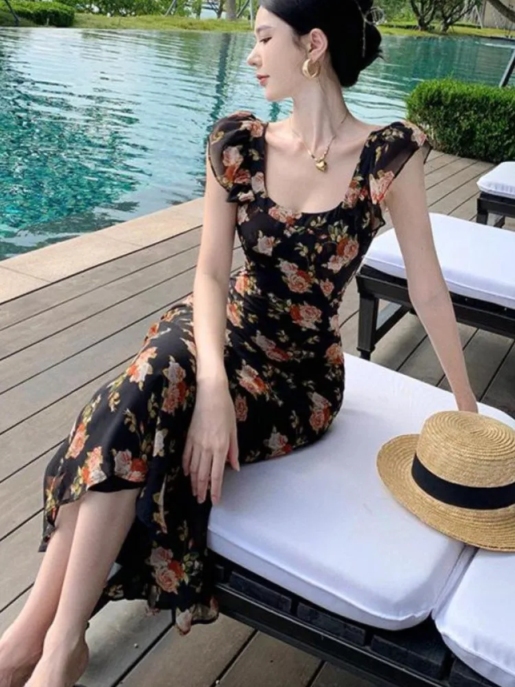 Женское платье-жилет ZHANGKUNLIN с цветочным принтом