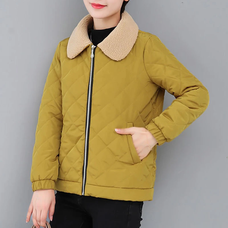 Women's autumn  winter coats, cotton-padded coats, mother's clothing, short  light  down cotton padded jackets, fashionable