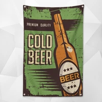 cold beer nostalgic retro hanging cloth wall chart vintage beer day poster wallpaper banner flag for beerfest parties decoration