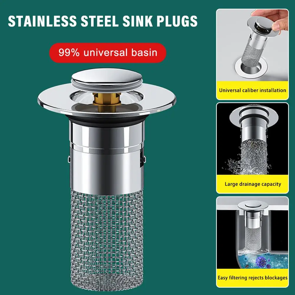 

Kitchen Sink Filter Stainless Steel Pool Bathtub Drain Waste Strainer Tools Accessories Filter Hair Home Sink Stopper Catch Y3M1