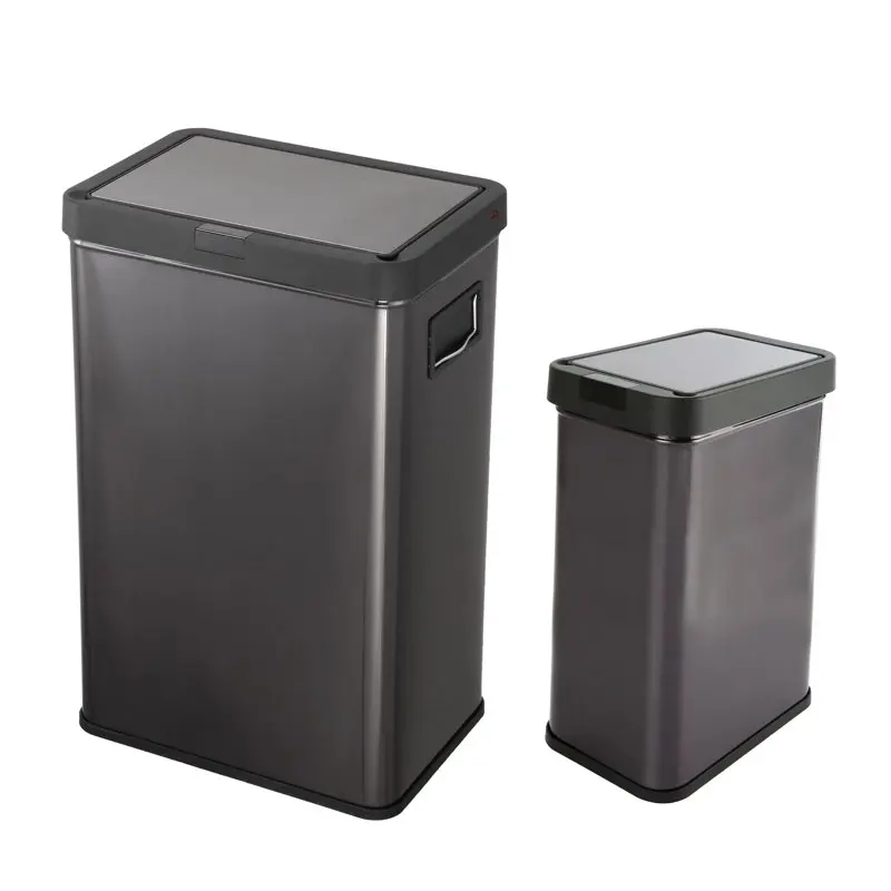 

Набор мусорных корзин для кухни на 13,7 Гал и 3,17 Гал, черная мусорная корзина из нержавеющей стали, мусорная корзина для кухни, ванной, туалета, лучшая осень