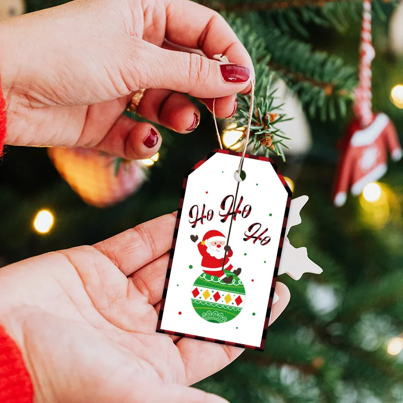 50шт с Рождеством Христовым Подарочные бирки со строками Xmas Decor Печатные бумажные