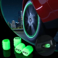 5pcs universal luminous dust proof valve tire caps cover car for volkswagen gti auto parts lettering logo