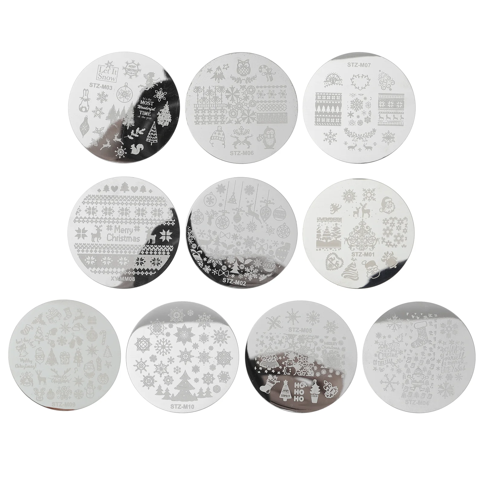 

10 Sheets Xmas Nail Stencils Nail Stamping Templates Nail Polish Stampers Kit