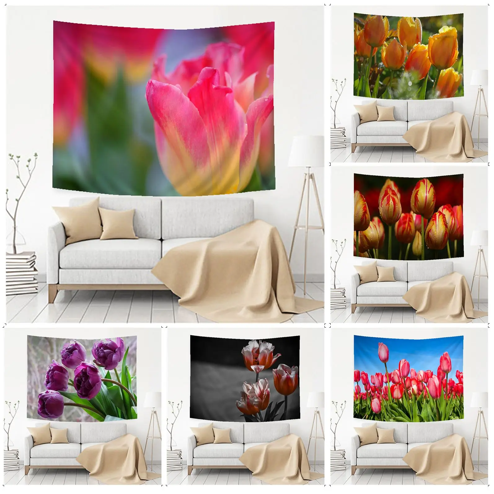 

Tulip Wall Tapestry Home Decoration hippie bohemian decoration divination Kawaii Room Decor