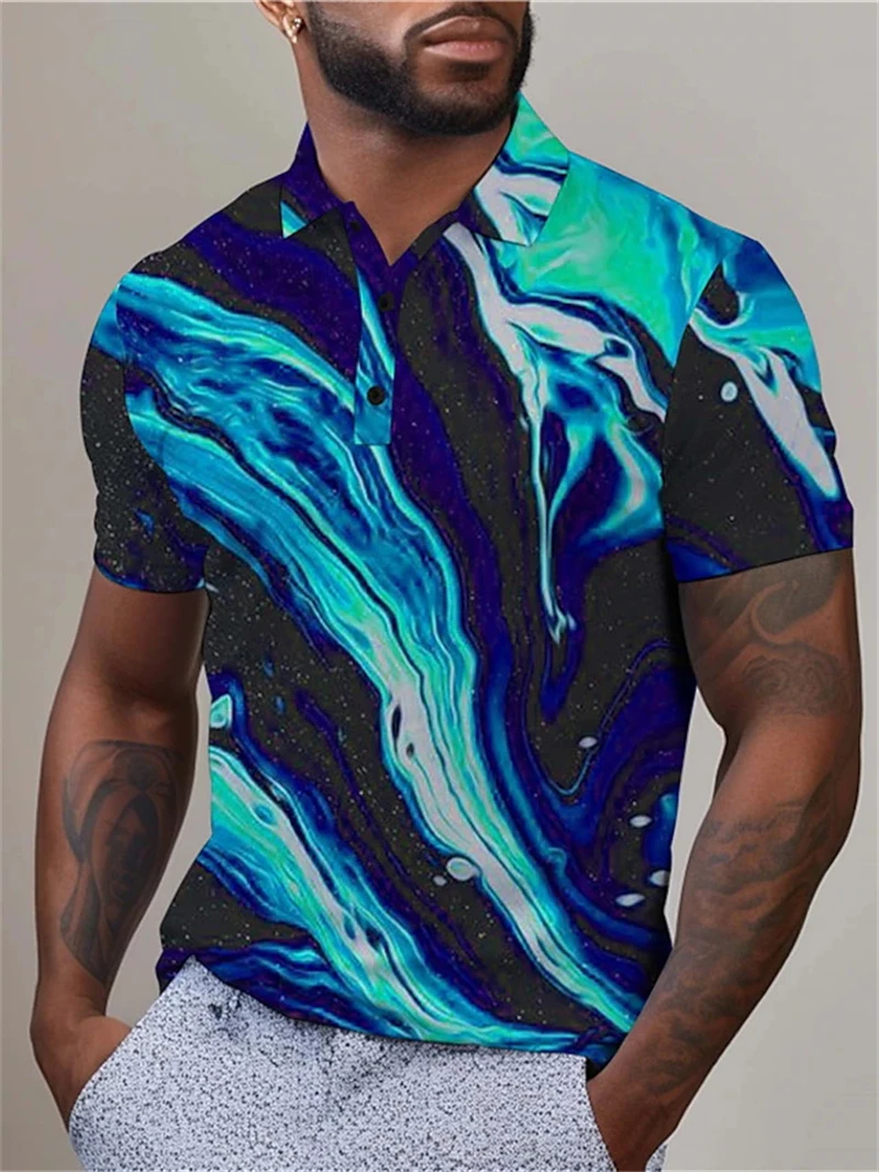 Рубашка-поло мужская с коротким рукавом Повседневная дышащая футболка 3d принтом