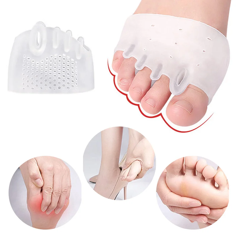 2PCS Foot Care Silicone Women High Heel Shoes Foot Blister Toes Insert Gel Insole Pain Relief Honeycomb Fabric Forefoot Pads