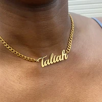 dainty name necklace cuban chain handmade jewelry personalized monogram necklace in gold stainless steel custom bridesmaid gift