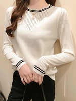 hollow out knitted t shirt women 2022 autumn tshirt long sleeve tee shirt femme casual t shirts womens clothes camisetas mujer