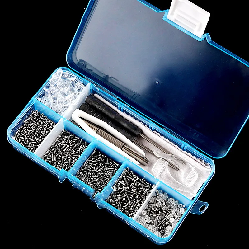 

High Quality Eyeglasses Sunglasses Repair Kit Tool Glasses Screwdriver Screws Sets Nuts Nose Pad Optical Parts Assorted