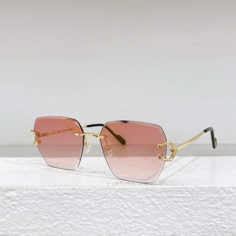 Роскошные брендовые солнцезащитные очки 0466 новые модные без оправы уличные для