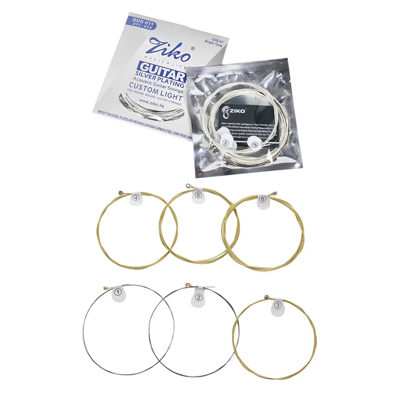 

Ziko Dus Series Acoustic Guitar Strings Core Silver Plating Wound Dus-011 With Dag Acoustic Guitar Strings Dag-011