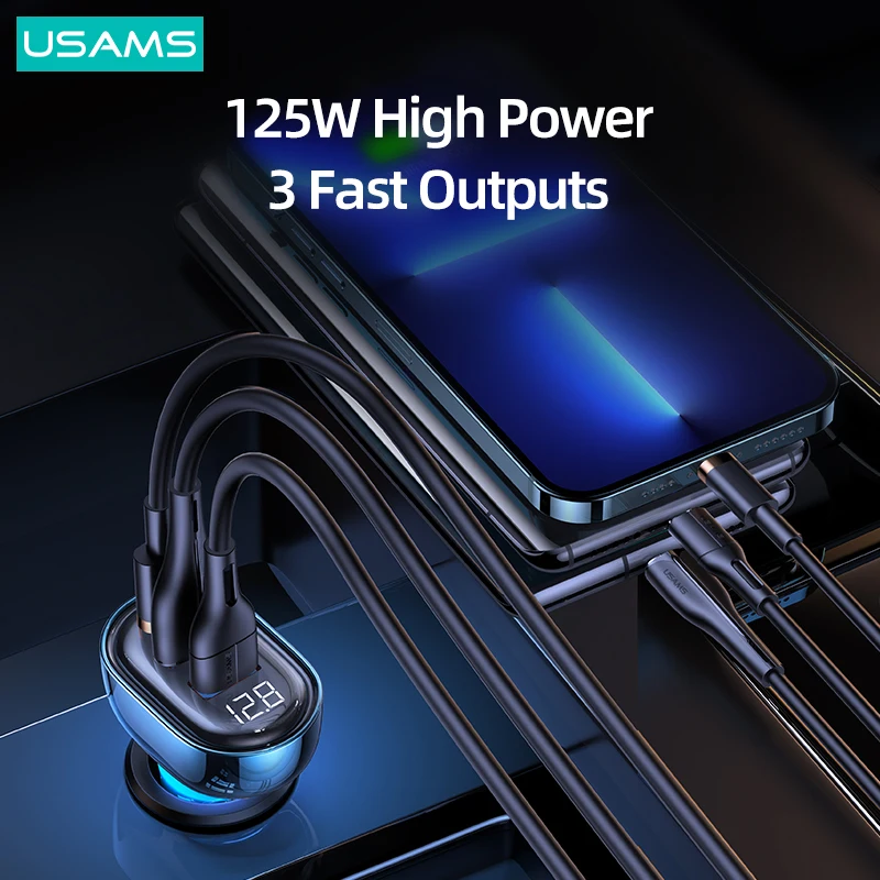 Автомобильное зарядное устройство USB Type-C 125 Вт для iPhone iPad Xiaomi Samsung Huawei |