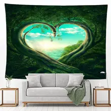 Tapisserie de paysage de forêt magique, tapis de pique nique en tissu imprimé grand arbre, serviette de plage, décor de maison, tapis de Yoga  (2)