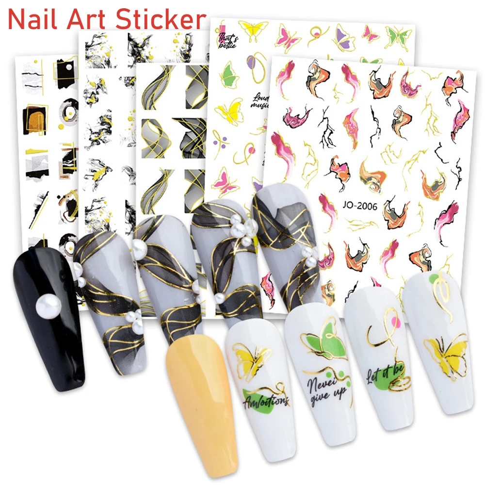 

3D Abstraction Series Nail Art Sticker Design Ultrathin Decor Slider DIY Manicure Decals Nail Parts Supplies Press on Nails Hot