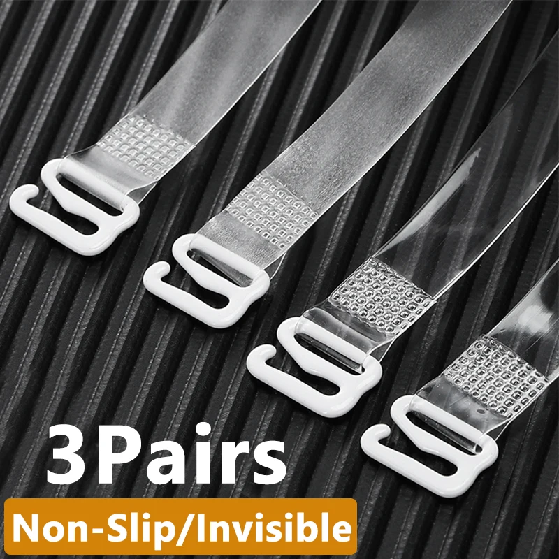 3Pairs Plastic Buckle Bra Straps Belt Women's Elastic Transparent Silicone Adjustable Invisible Intimates Women Accessories