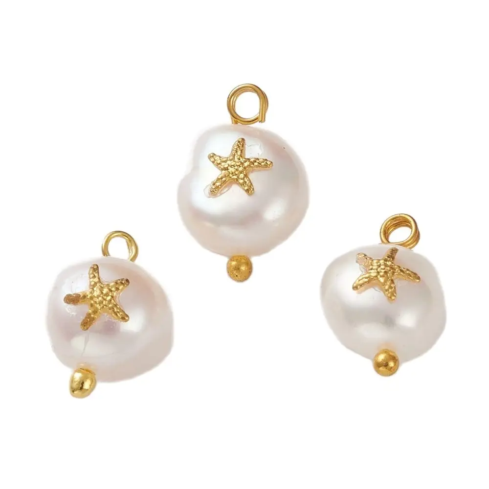 50pcs Natural Keshi Pearl Pendants with Starfish Patten For Women Fashion Jewelry DIY Necklace Bracelet Making Accessories