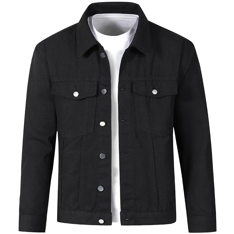 2024 весна и осень новый тренд однотонная джинсовая куртка мужская повседневная