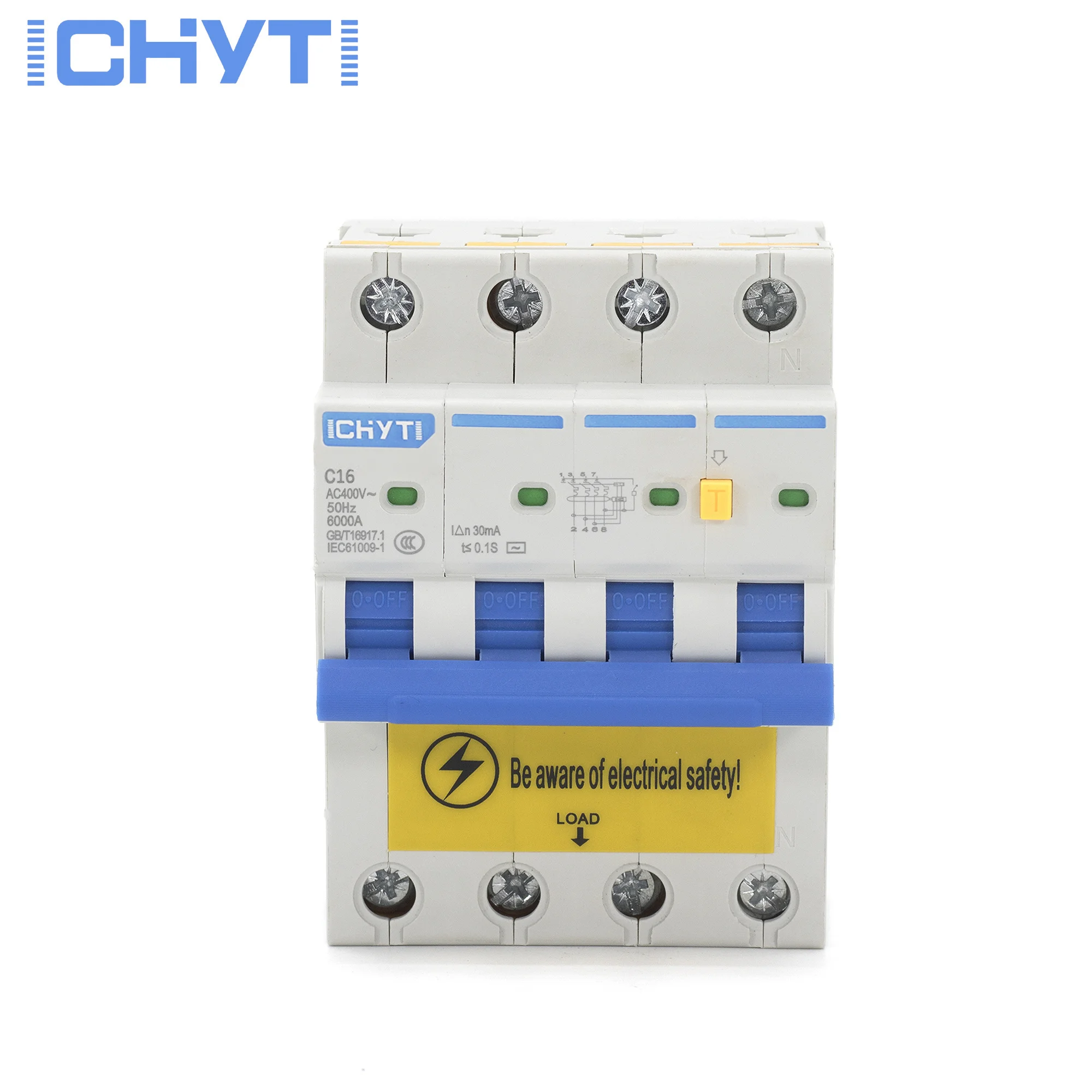 

Автоматический выключатель остаточного тока с защитой от перегрузки по току и утечки RCCB ICHYTI, 4P, 72 мм, RCBO 63A, 6KA, 30mA