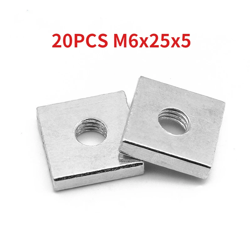 

20pcs Square Nut M6 M6x25x5 Carbon Steel Color Galvanized Zinc Plated Square Thin Nuts GB39 DIN 562 BIGGER SIZE