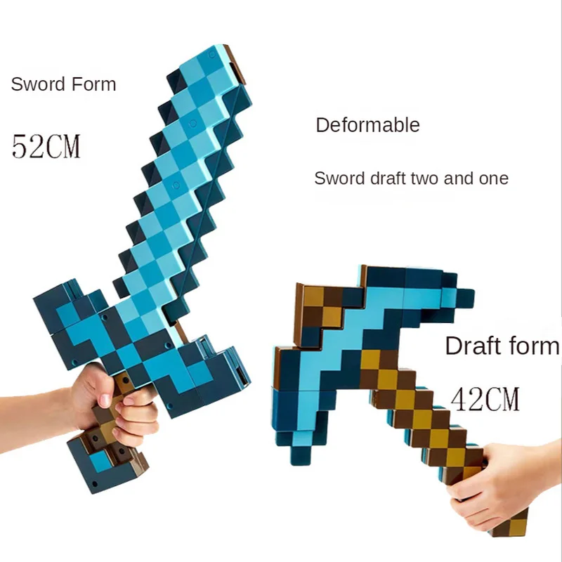 

Игра Mincraft SteveandAlex пиксельный Стиль Косплей оружие ABS пластик деформируемый мультяшный меч выбрать два в одном дизайн ролевые игры Prop