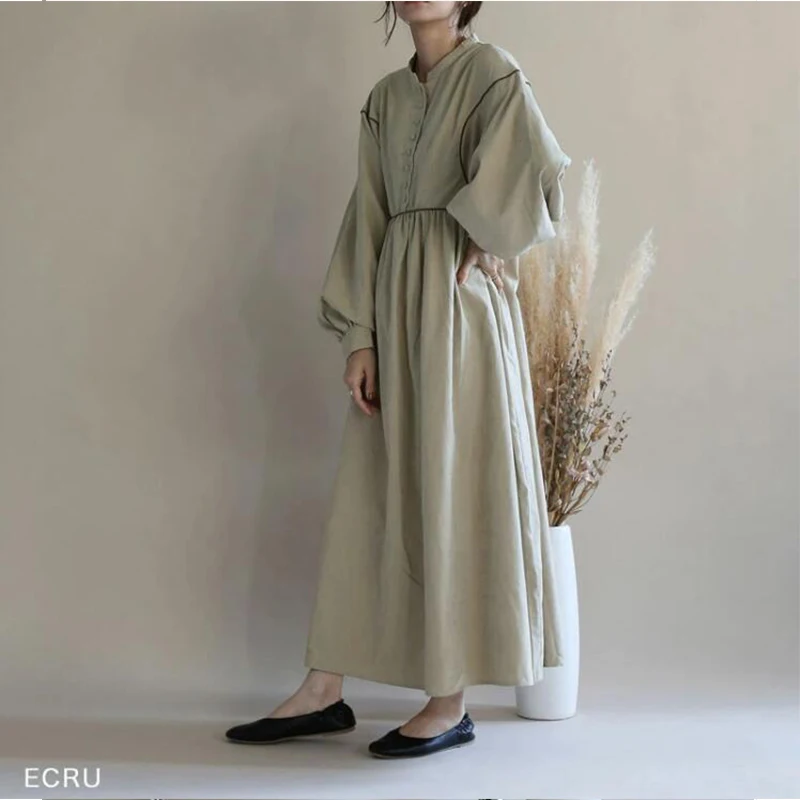 

2023 Autumn/Winter New Loose Lantern Sleeve Dress Long Sleeve Japanese Style Dress Imitation Deerskin Velvet Sweet Dress